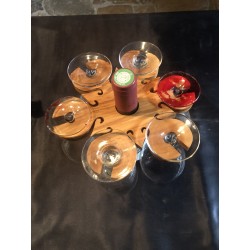 Porte bouteille 6 verres en olivier
