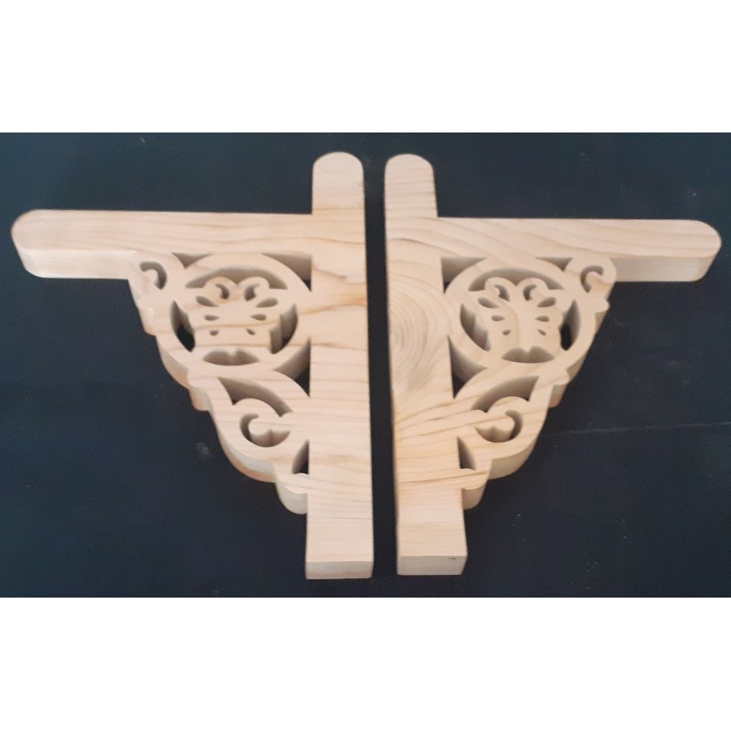 Equerres murale motif papillon (Cèdre)