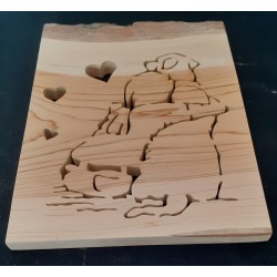 Tableau mural câlin entre un chien et une jeune fille