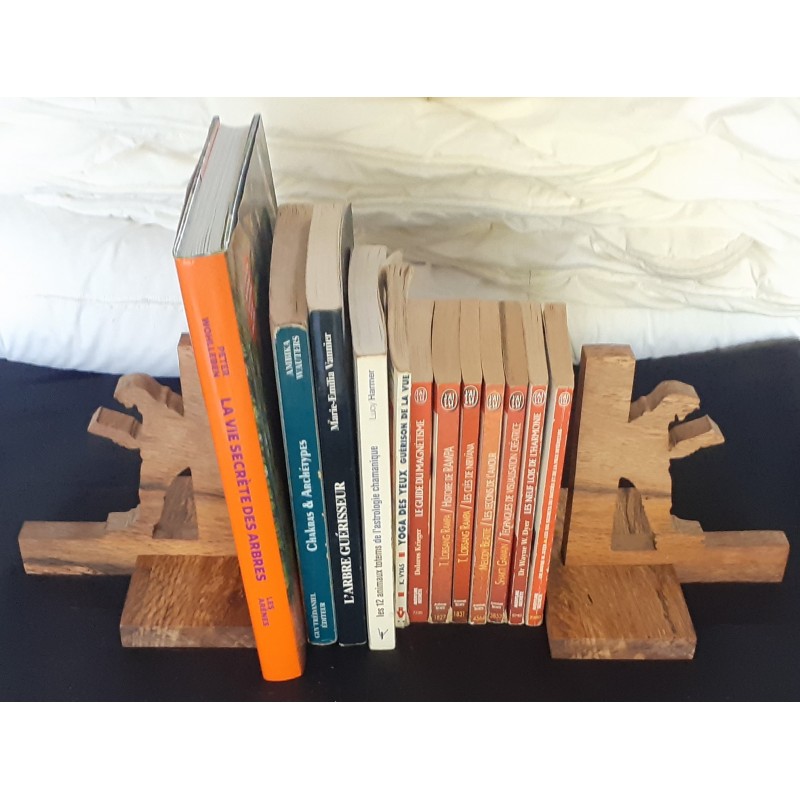 Presse livres en bois massif (Chêne liège échauffé)