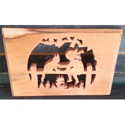 Tableau mural jeune fille et son chat (hêtre échauffé)