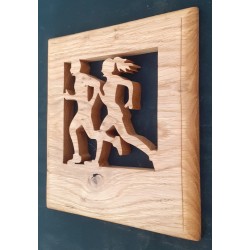 Cadre mural joggeuse/joggeur en bois massif