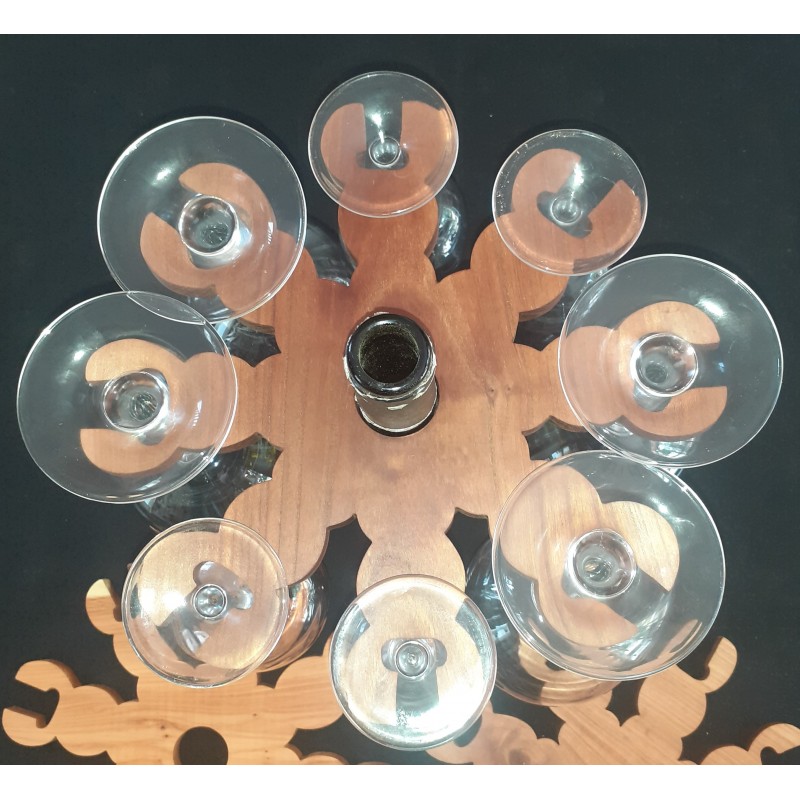 Support bouteille 8 verres vin ou champagne