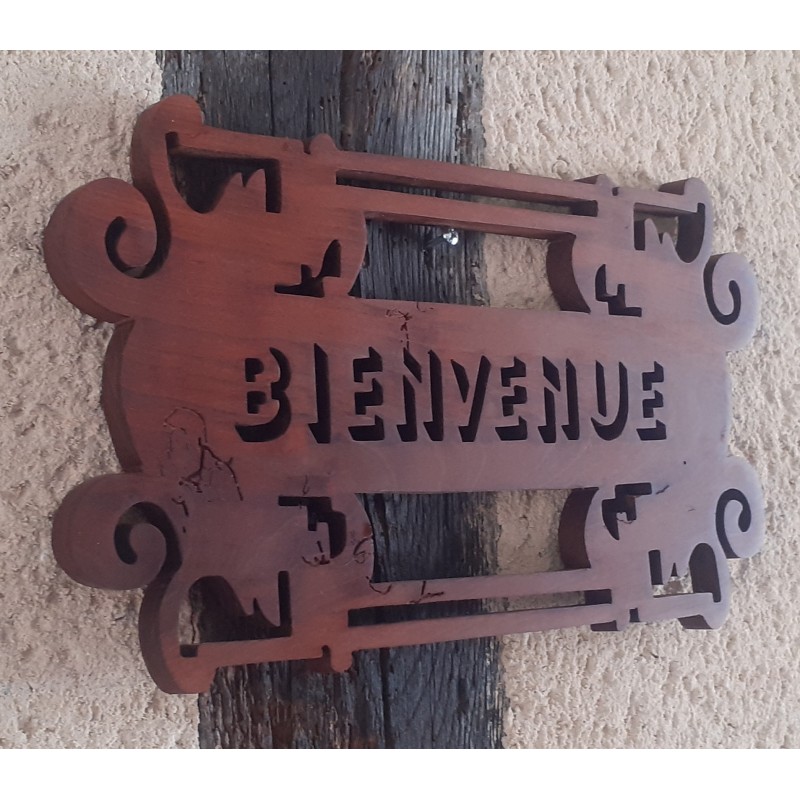 Pancarte Bienvenue en bois massif